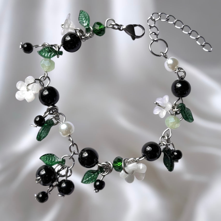 Golden or Silver Stainless Steel Black Currant Bracelet