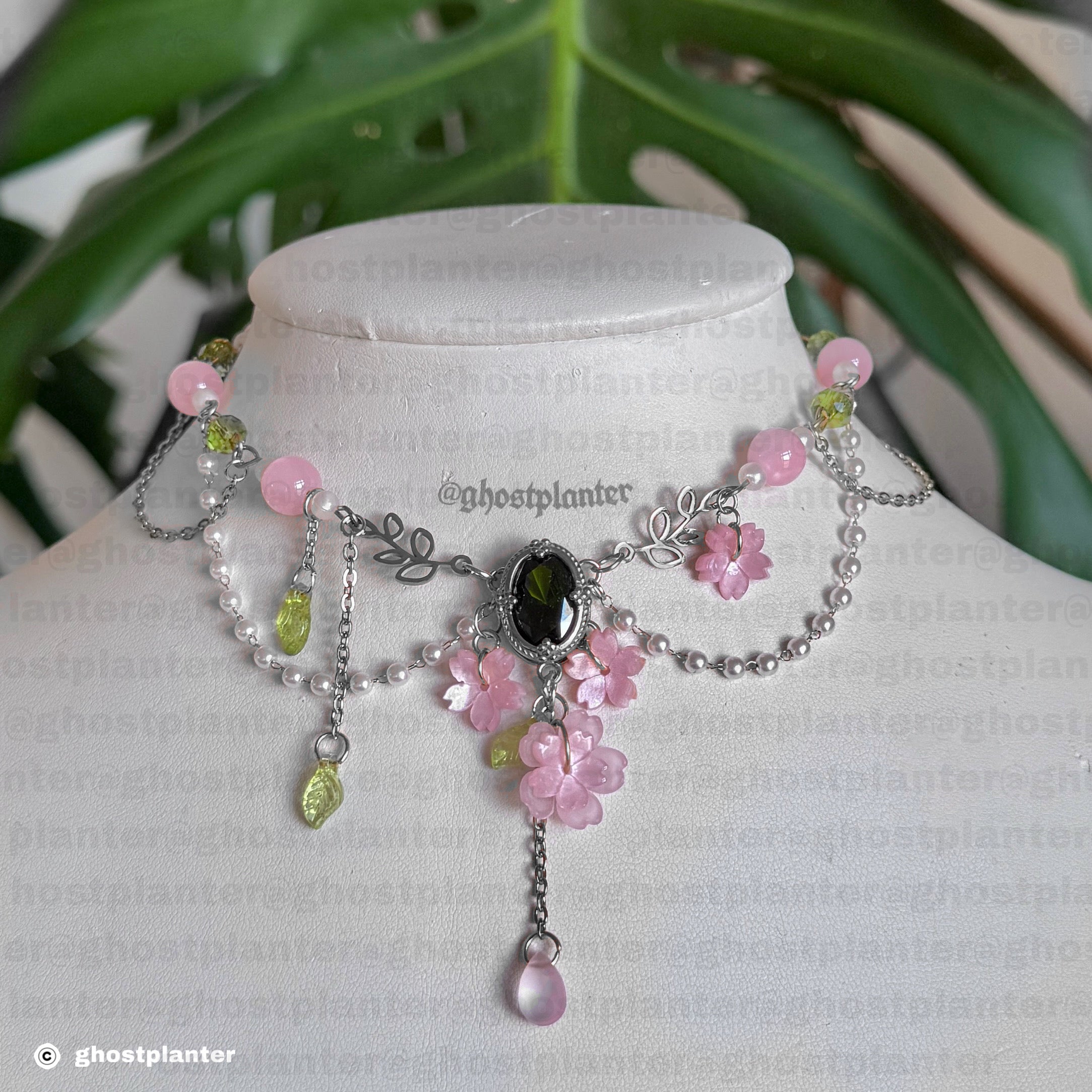Golden or Silver Stainless Steel Sakura Garden Necklace