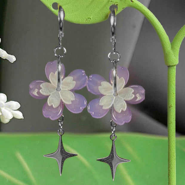 Silver Steel Symmetrical or Asymmetrical Spring Sakura Earrings