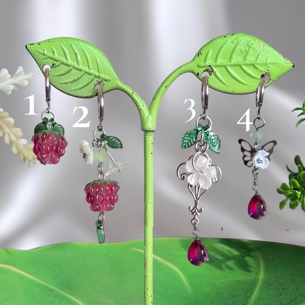 Golden or Silver Stainless Steel Raspberry Earrings (1pcs)