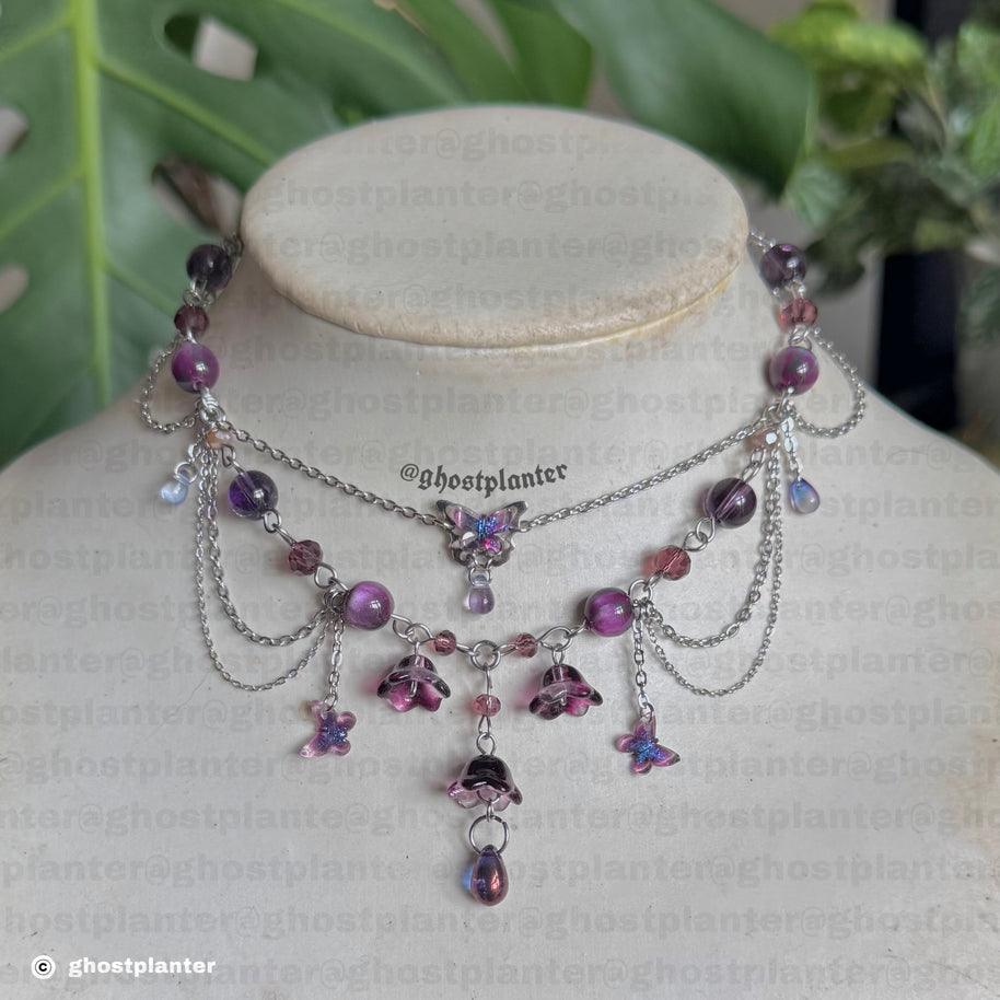 Silver Stainless Steel Twilight Butterfly Necklace