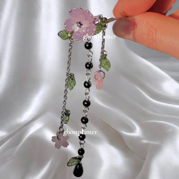 Silver Steel Sakura Bloom Hair Pin