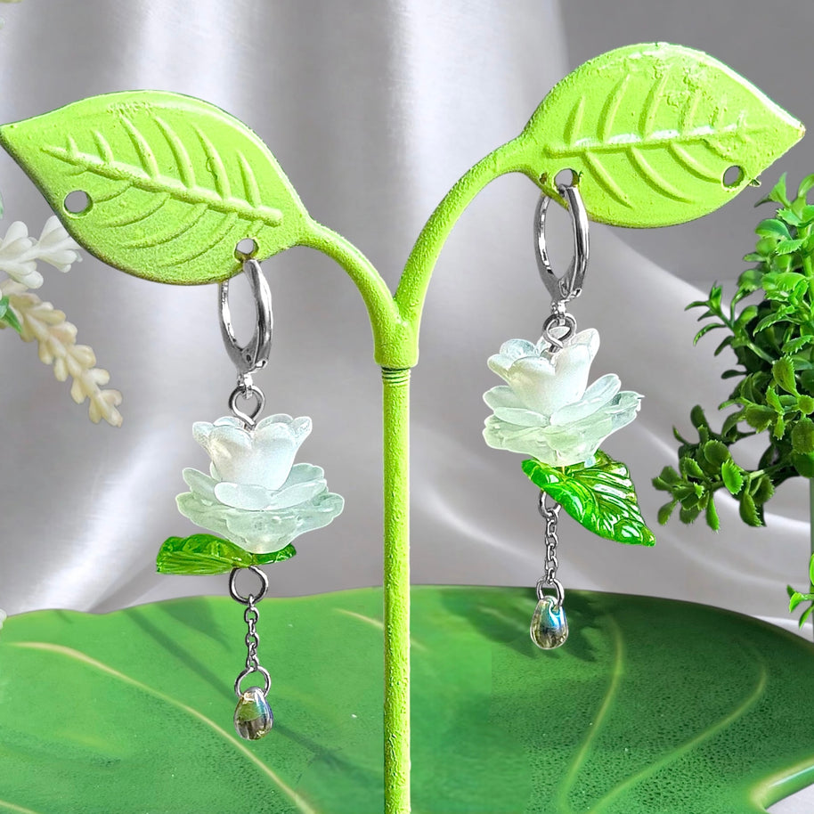 Golden or Silver Steel Water Lilies Earrings