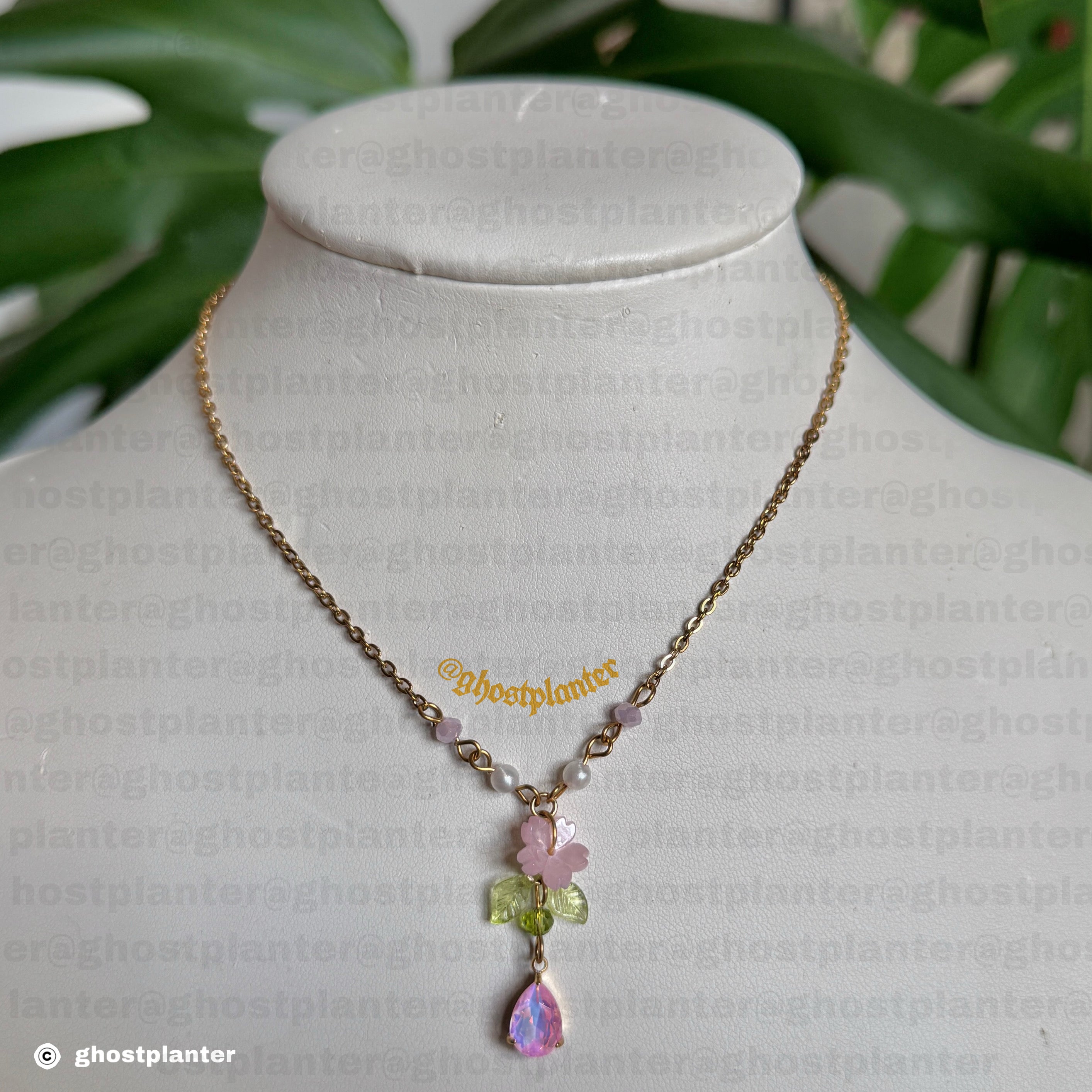 Golden or Silver Stainless Steel Simple Sakura Necklace