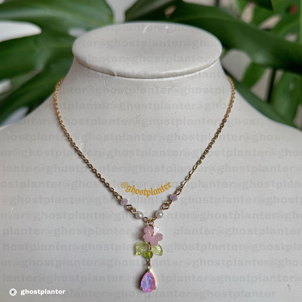 Golden or Silver Stainless Steel Simple Sakura Necklace
