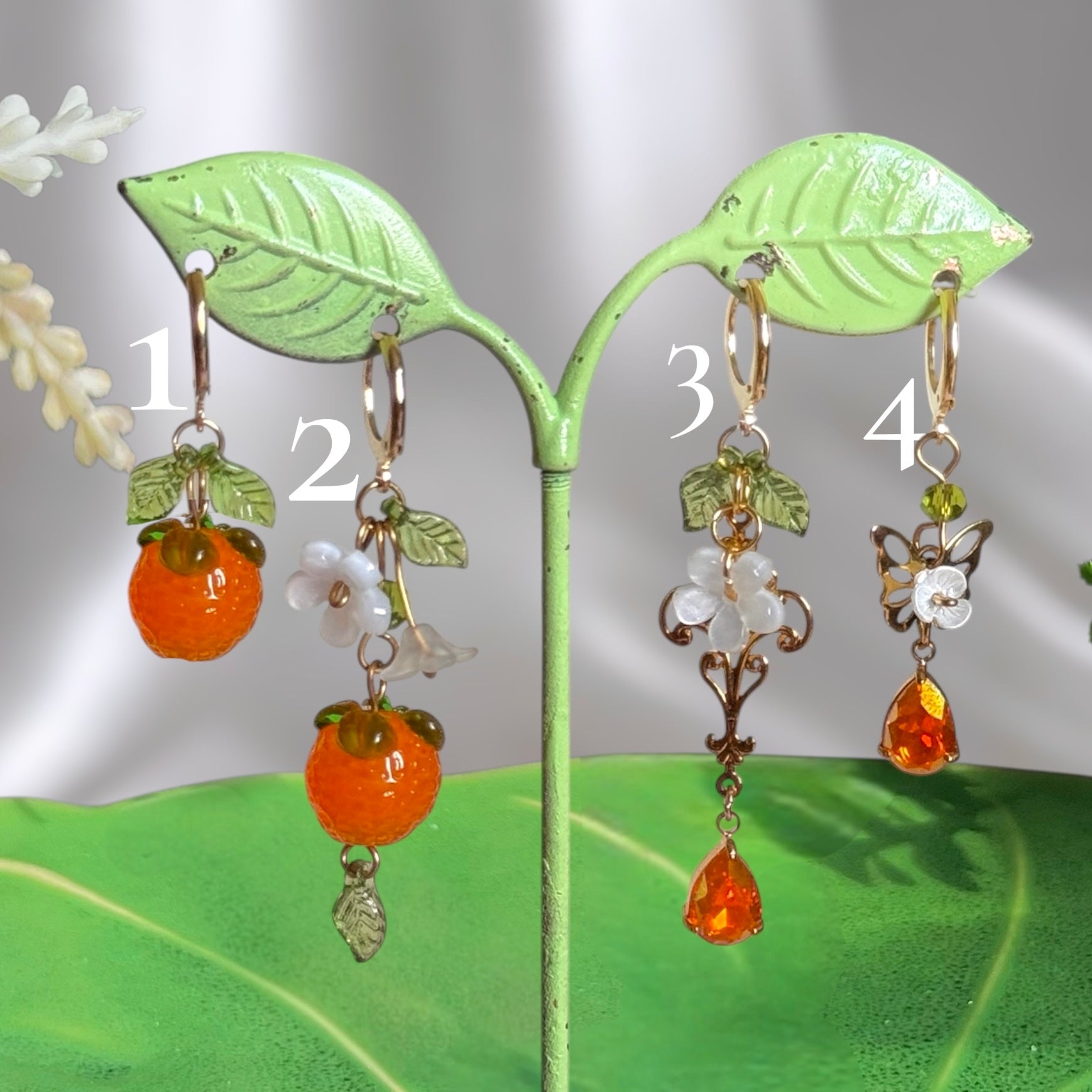 Silver or Golden Stainless Steel Orange Earrings  (1pcs)