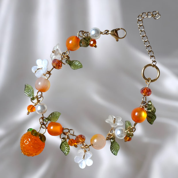 Silver or Golden Stainless Steel Orange Bracelet