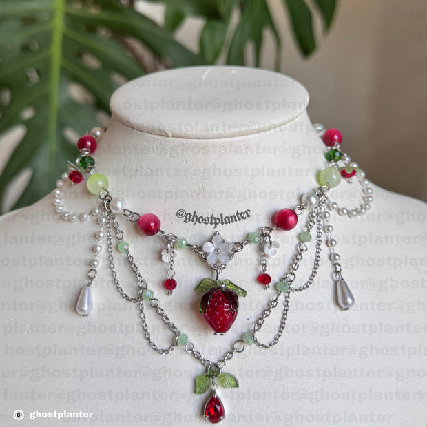 Golden or Silver Stainless Steel Strawberry Necklace