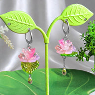 Golden or Silver Steel Water Lilies Earrings