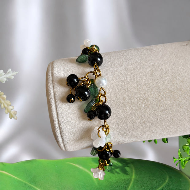 Golden or Silver Stainless Steel Black Currant Bracelet