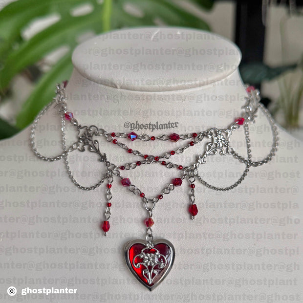 Silver Stainless Steel Corset Locket Necklace