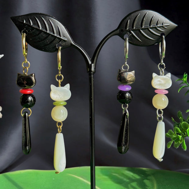 Golden or Silver Stainless Steel Cat Earrings 1pcs