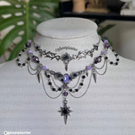 Silver Stainless Steel Jet Necklace