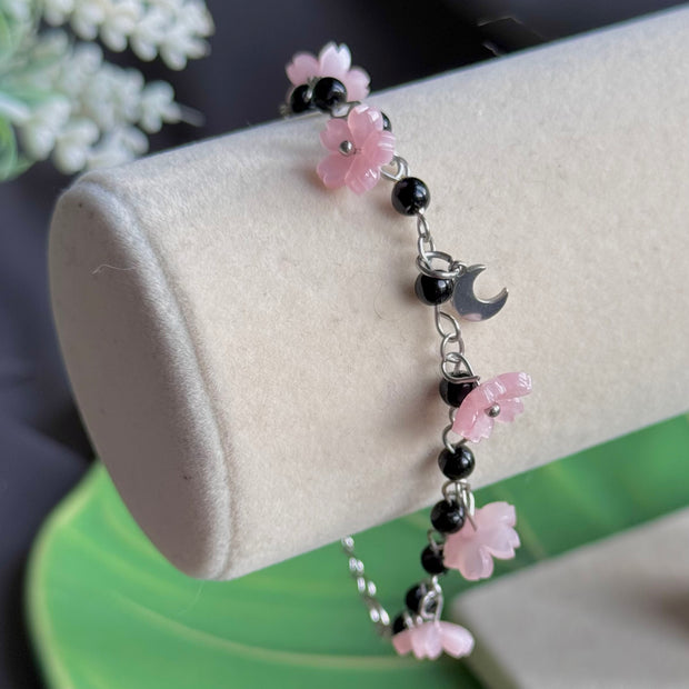 Silver Steel Sakura Bracelet