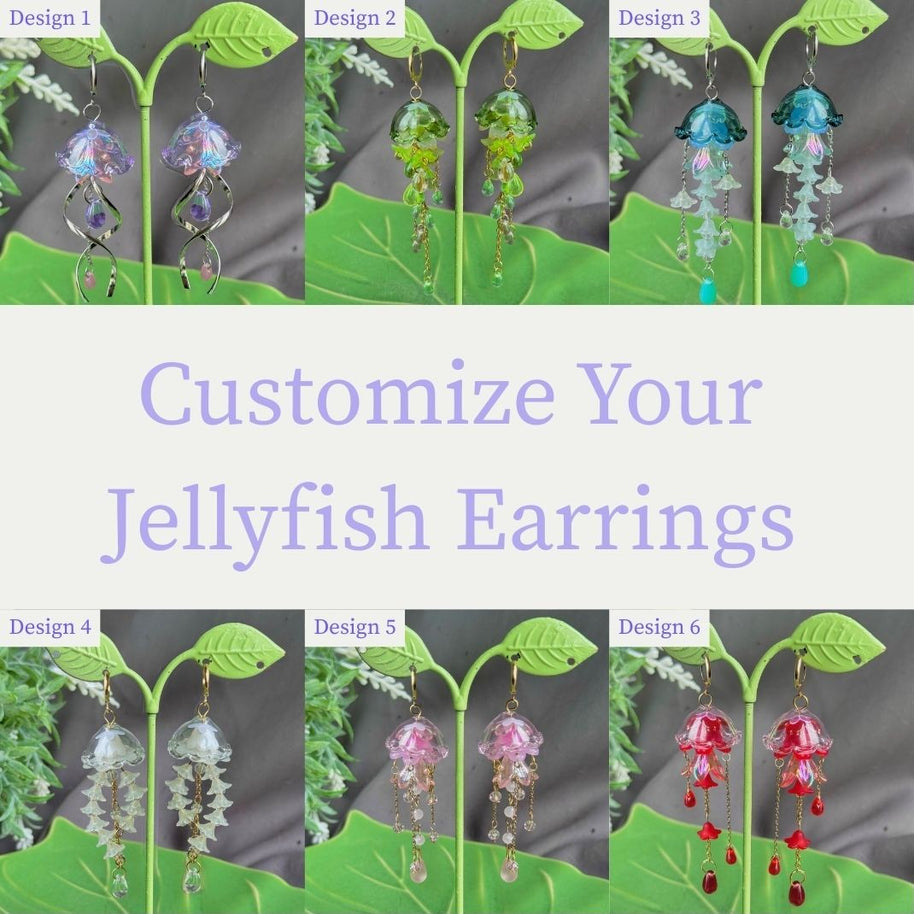 Customizable Steel Jellyfish Earrings Designs 1-6