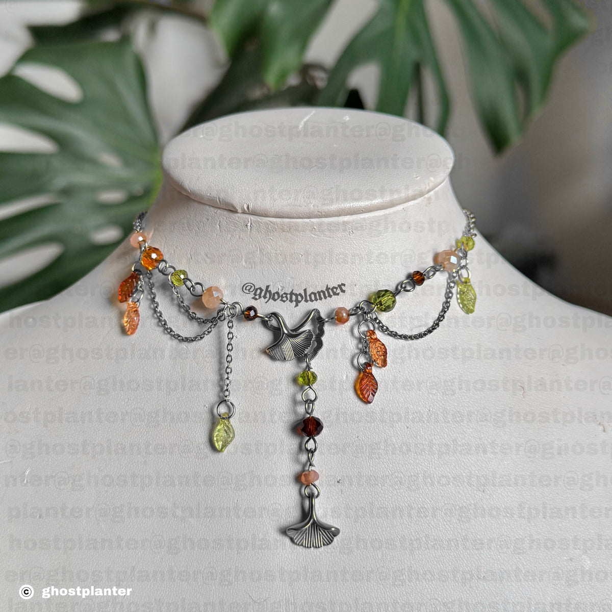 Silver or Golden Stainless Steel Ginkgo Necklace