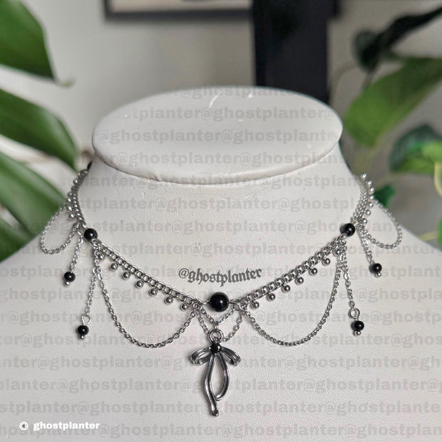 Silver Stainless Steel Goth Maid Necklace