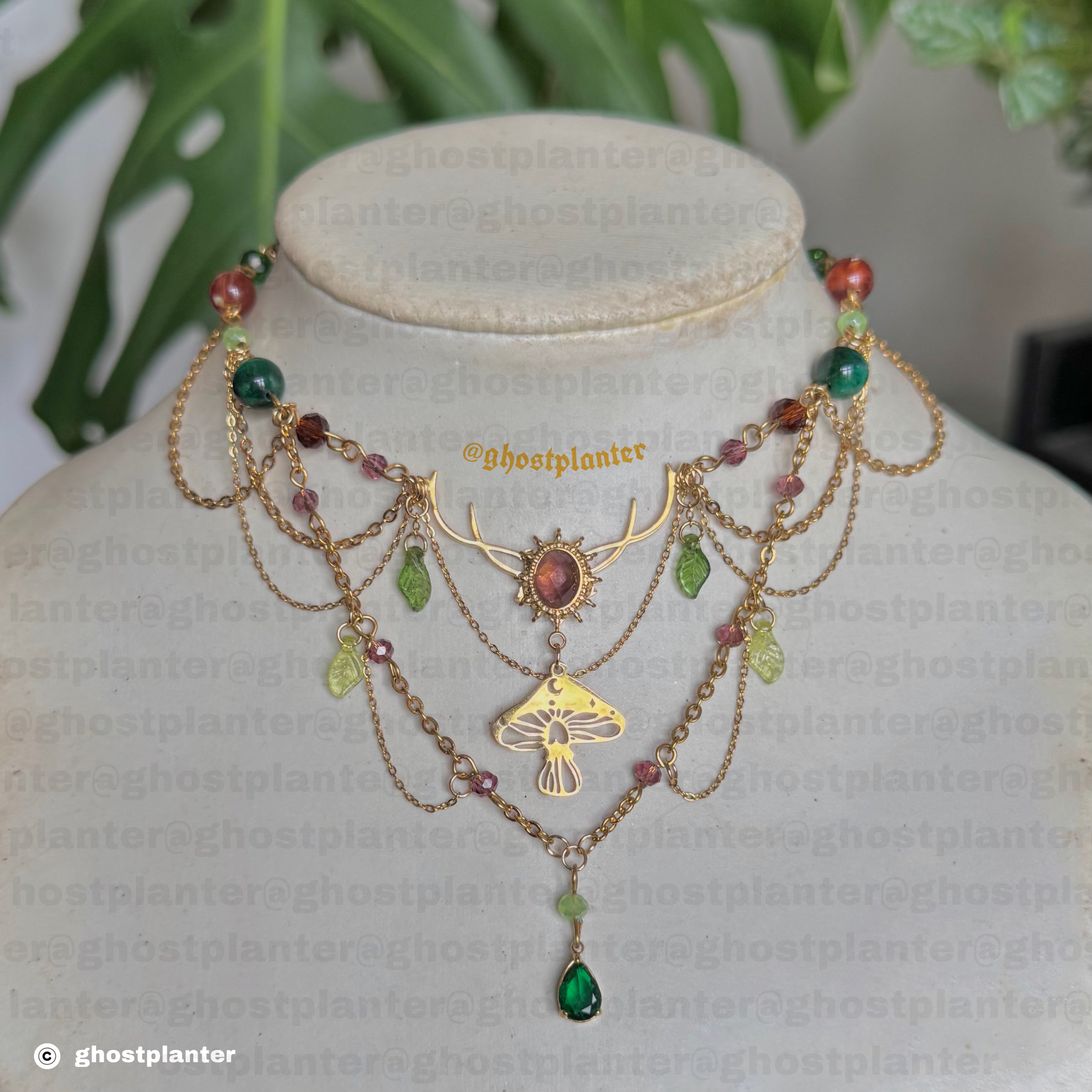 Golden Stainless Steel Forest Spirit Necklace