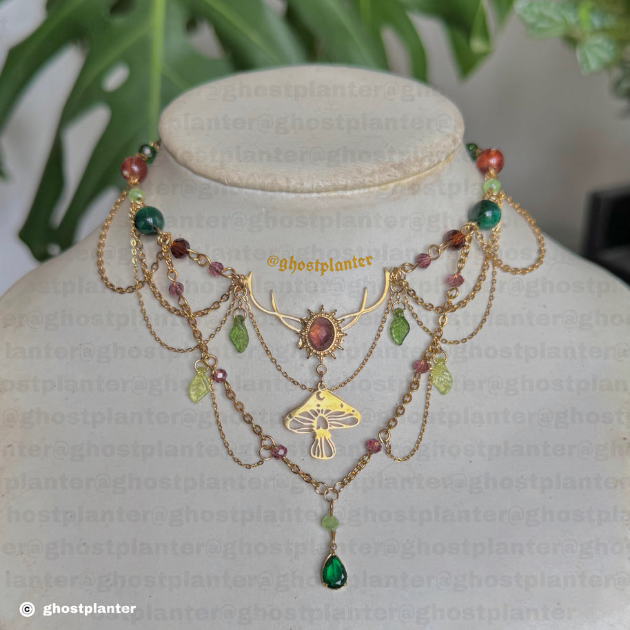 Golden Stainless Steel Forest Spirit Necklace