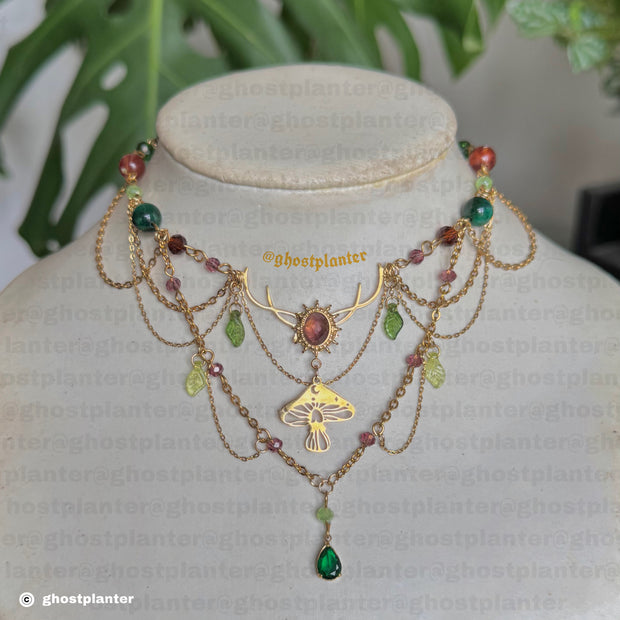 Golden Stainless Steel Forest Spirit Necklace