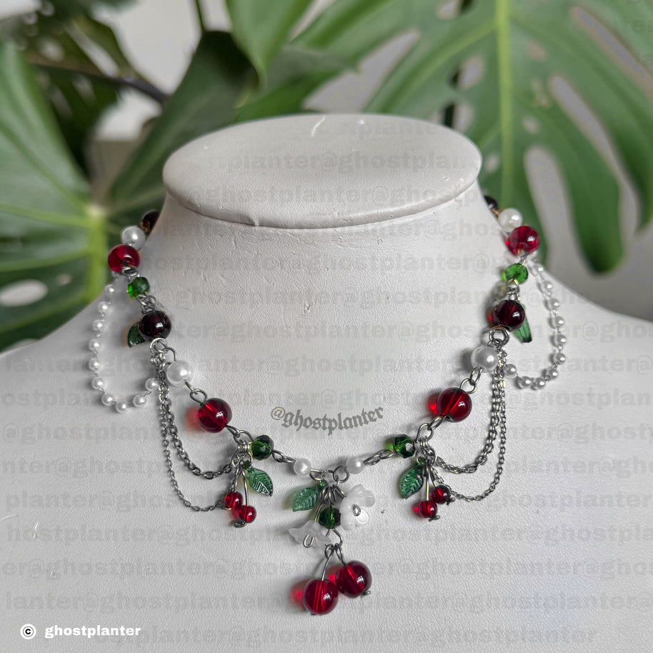 Silver or Golden Stainless Steel Cherry Necklace