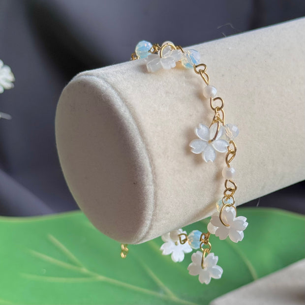 Silver Steel Moon Blossoms Bracelet