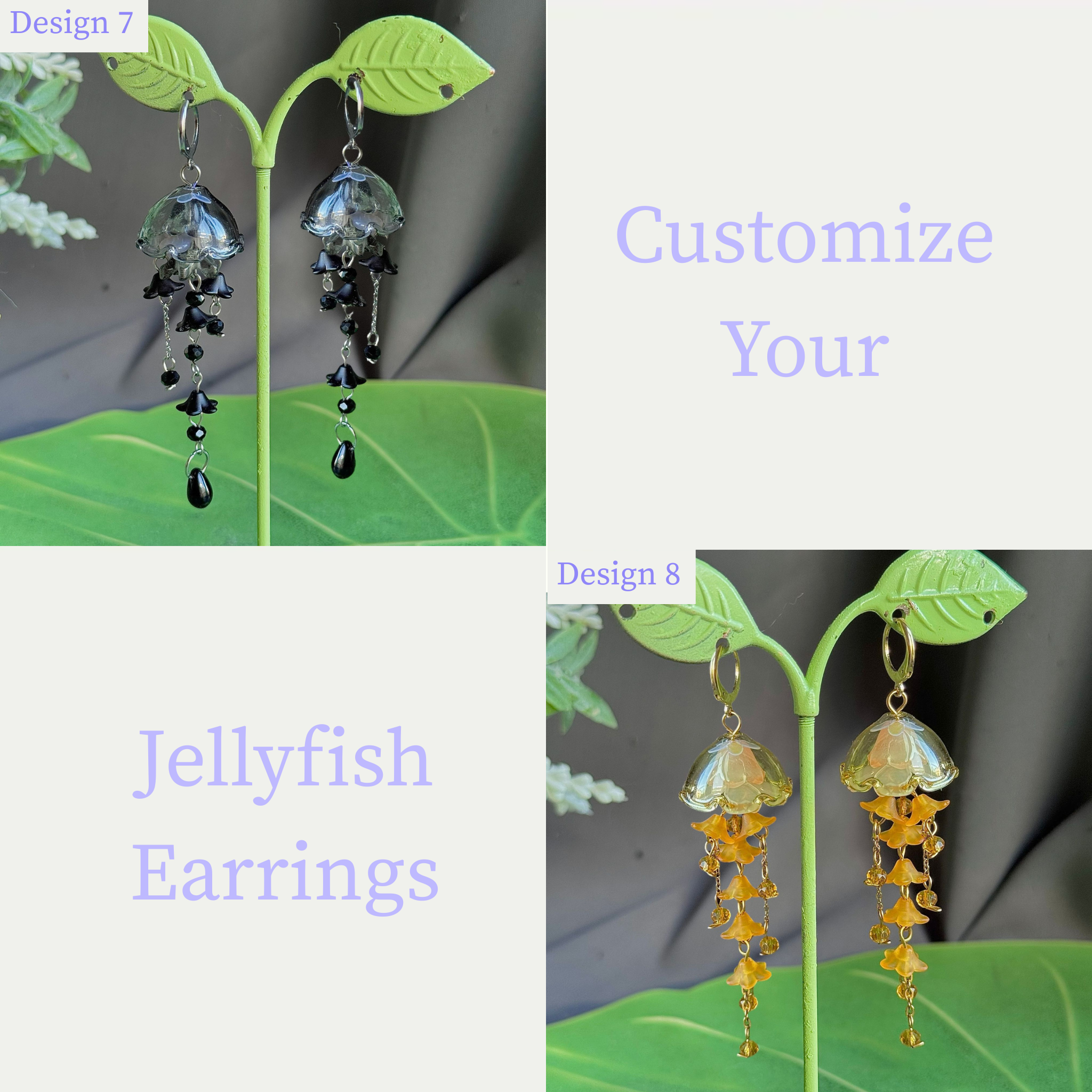 Customizable Steel Jellyfish Earrings Designs 7-8