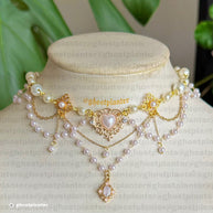 Golden Alloy Cottage Love Necklace