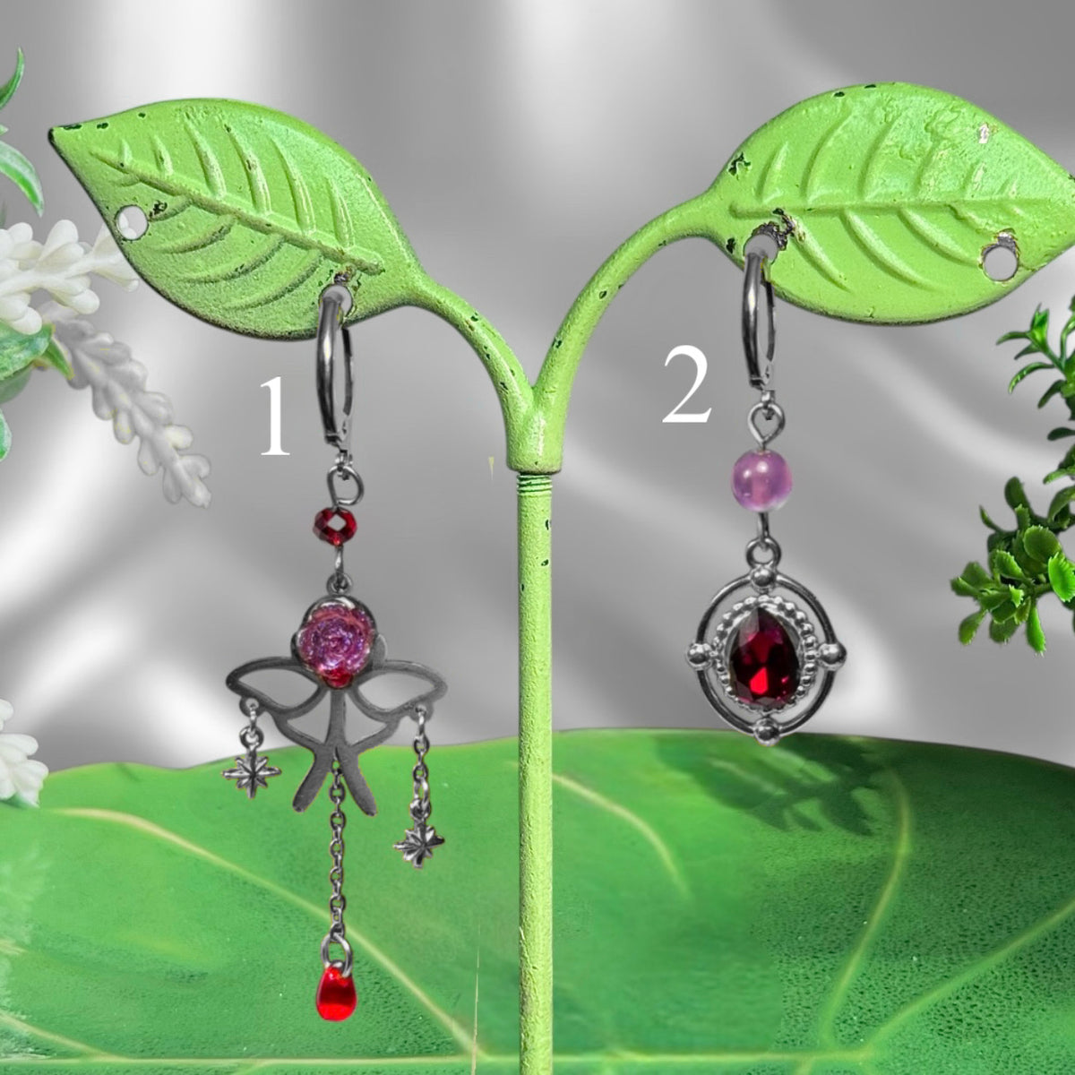 Silver or Golden Stainless Steel Autumn Witch Earrings 1pcs