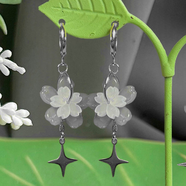Silver Steel Symmetrical or Asymmetrical Spring Sakura Earrings