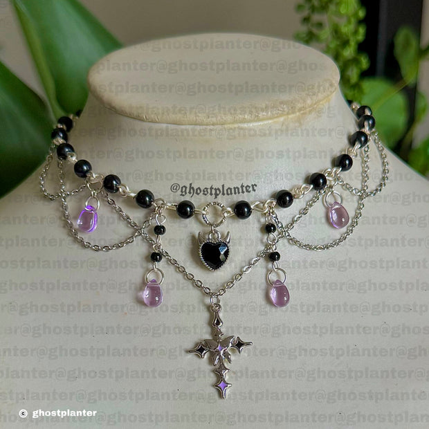 Silver Alloy Cute Demon Necklace