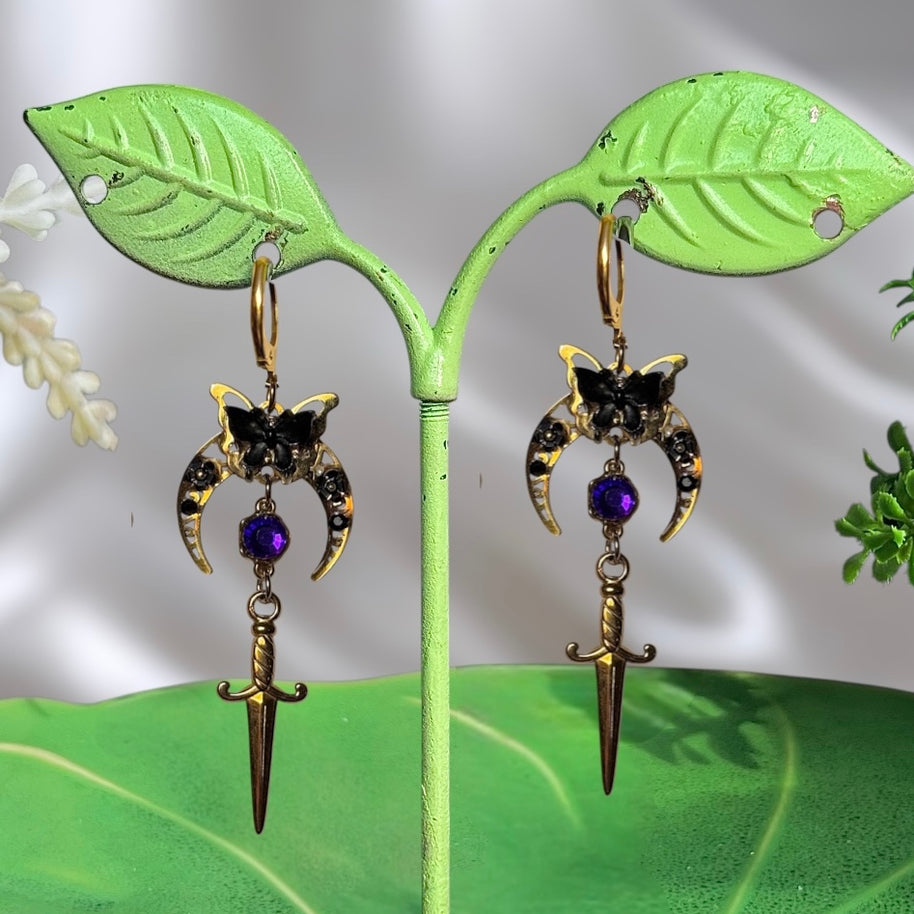 Silver or Golden Stainless Steel Witch Fairy Princess Earrings