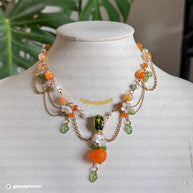 Silver or Golden Stainless Steel Orange Necklace