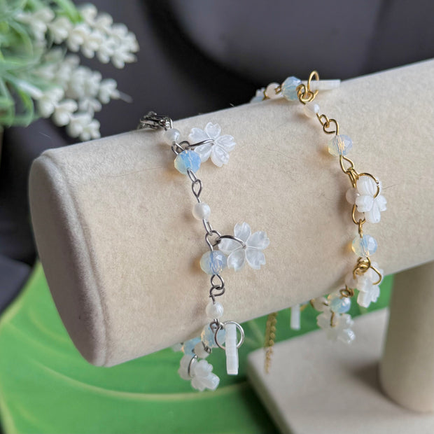 Silver Steel Moon Blossoms Bracelet