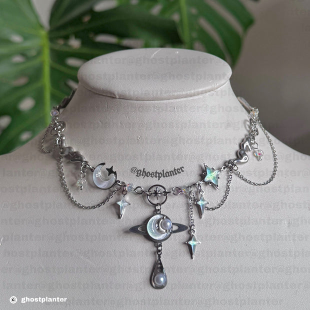 Silver Stainless Steel Space Necklace