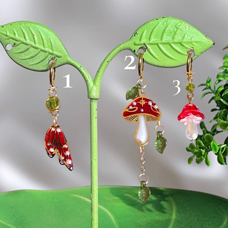 Silver or Golden Stainless Steel Mushroom Earrings 1 pcs
