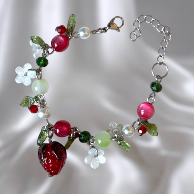 Golden or Silver Stainless Steel Strawberry Bracelet