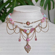 Golden or Silver Stainless Steel Pink Jasmina Necklace