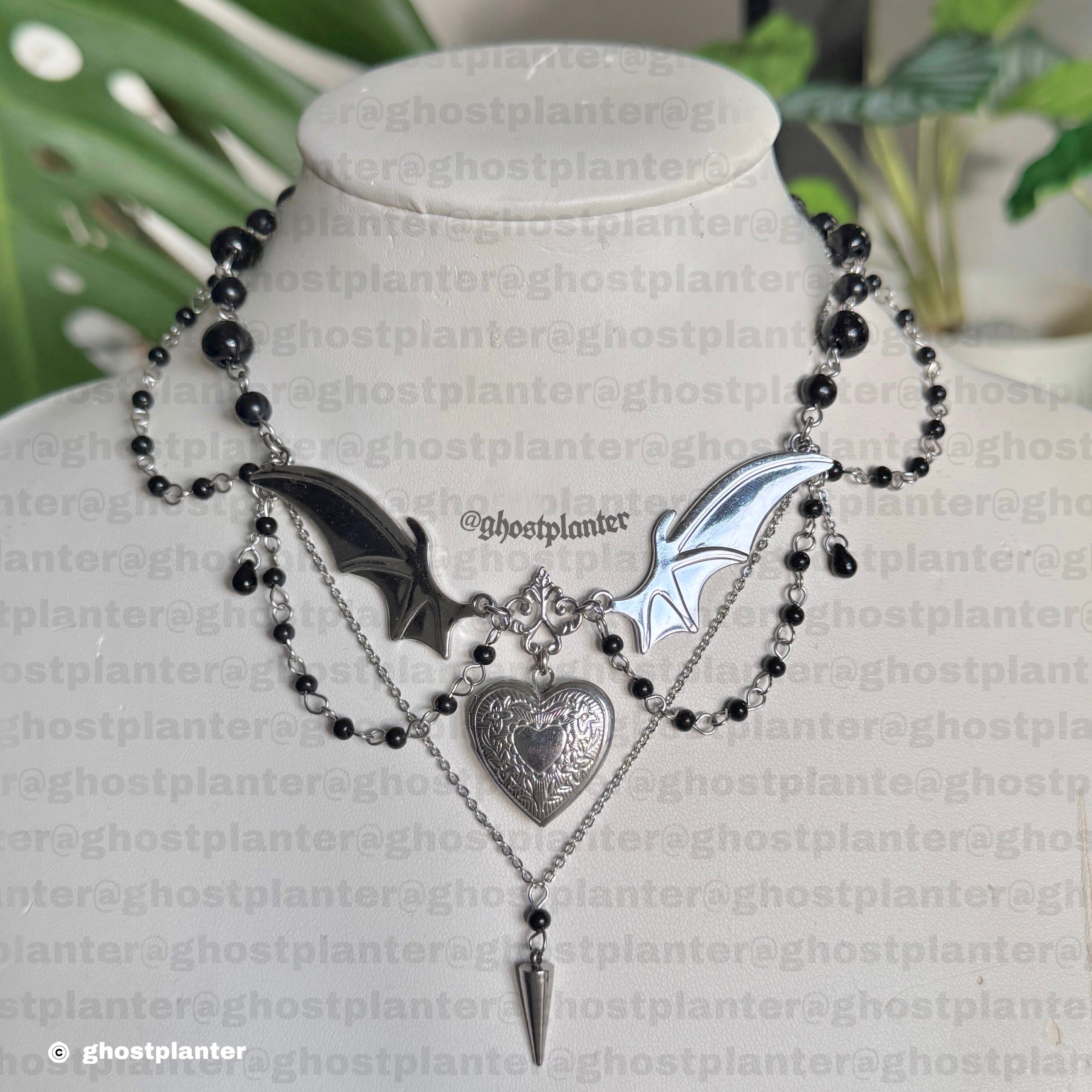 Silver Stainless Steel Vampire Locket Necklace
