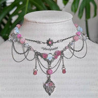 Golden or Silver Stainless Steel Pink Jasmina Necklace
