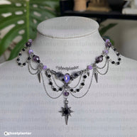 Silver Stainless Steel Jet Necklace