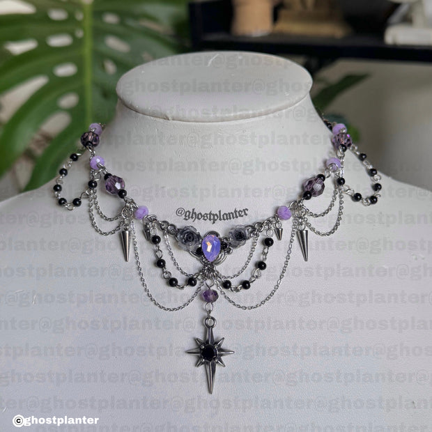 Silver Stainless Steel Jet Necklace