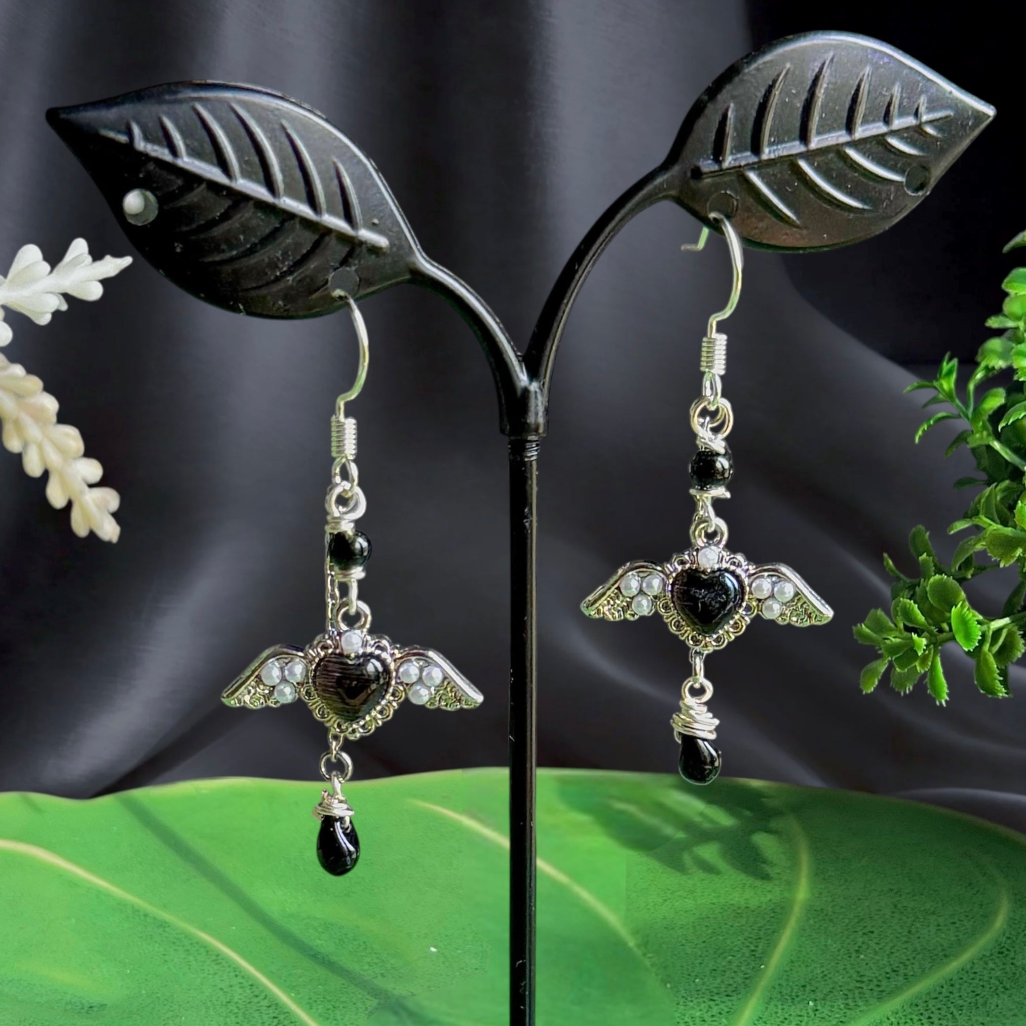Silver Alloy Dark Angel Earrings