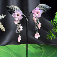 Silver Steel Dark Sakura Earrings