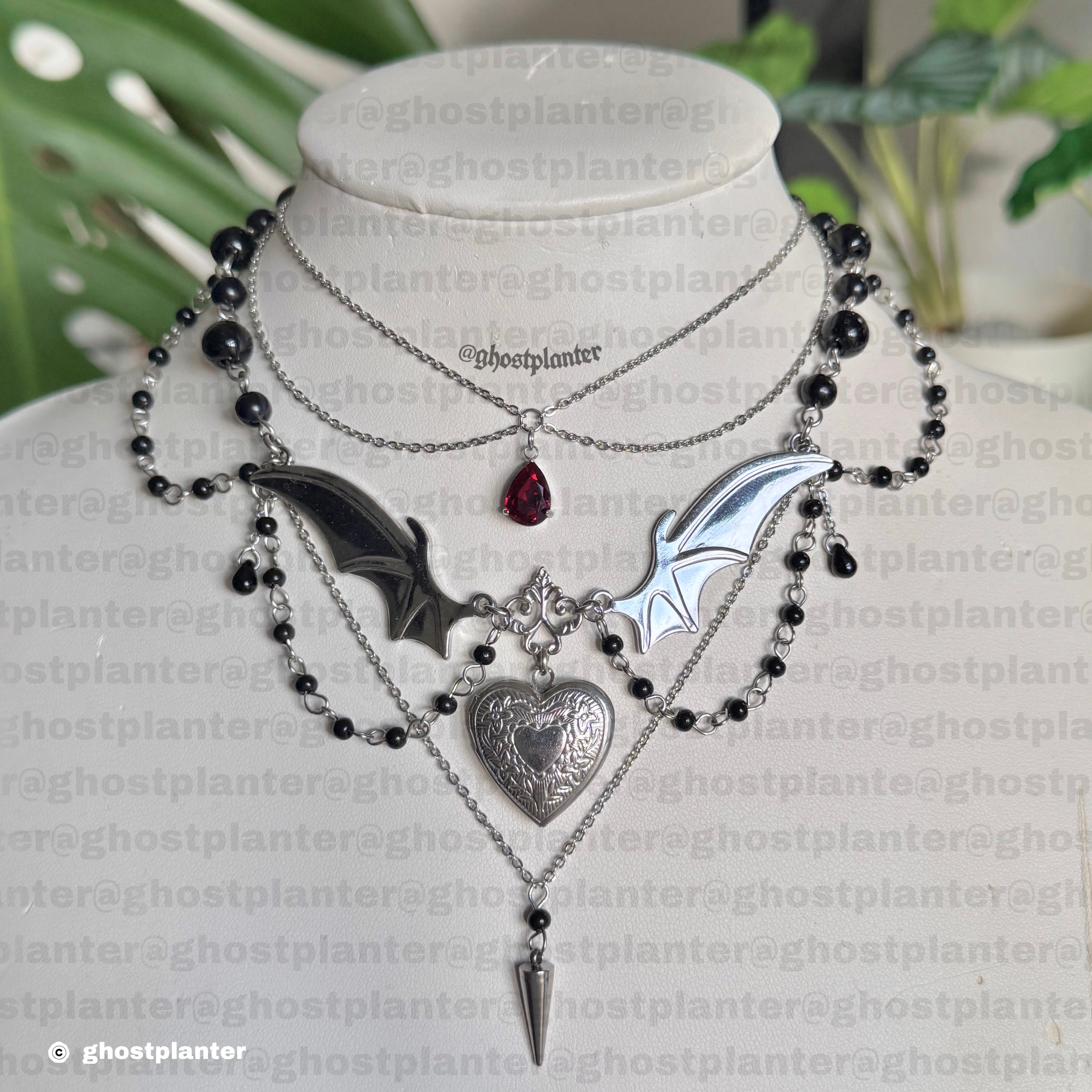 Silver Stainless Steel Vampire Locket Necklace