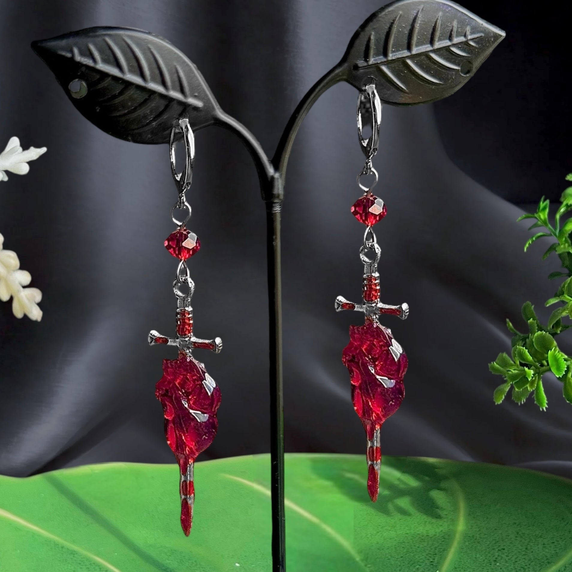 Silver or Golden Steel Heart Stabber Earrings