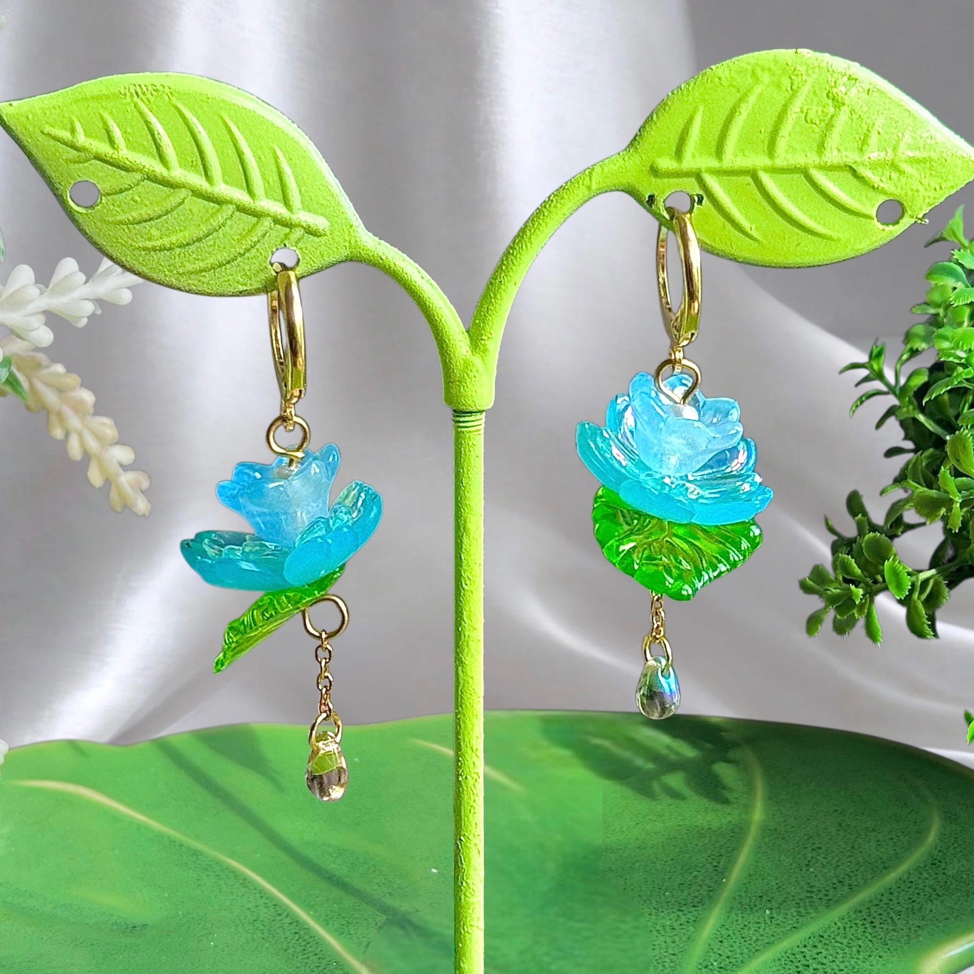 Golden or Silver Steel Water Lilies Earrings