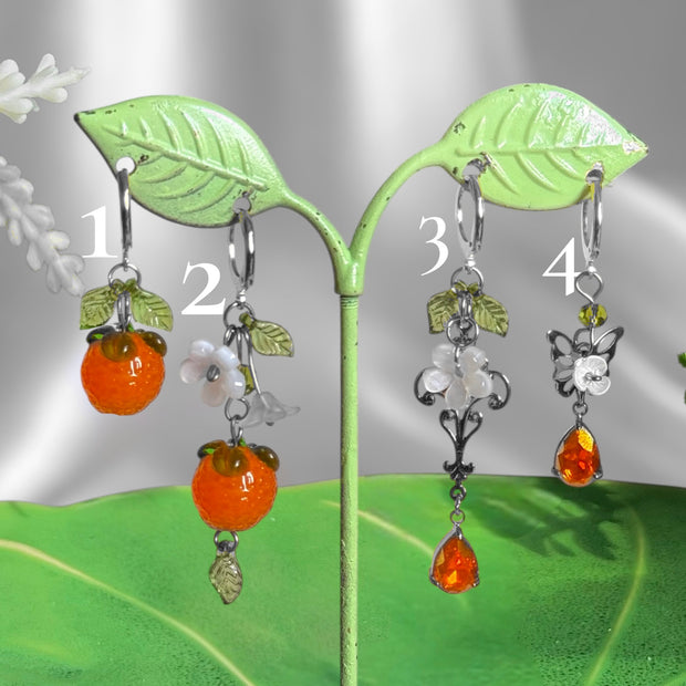 Silver or Golden Stainless Steel Orange Earrings  (1pcs)