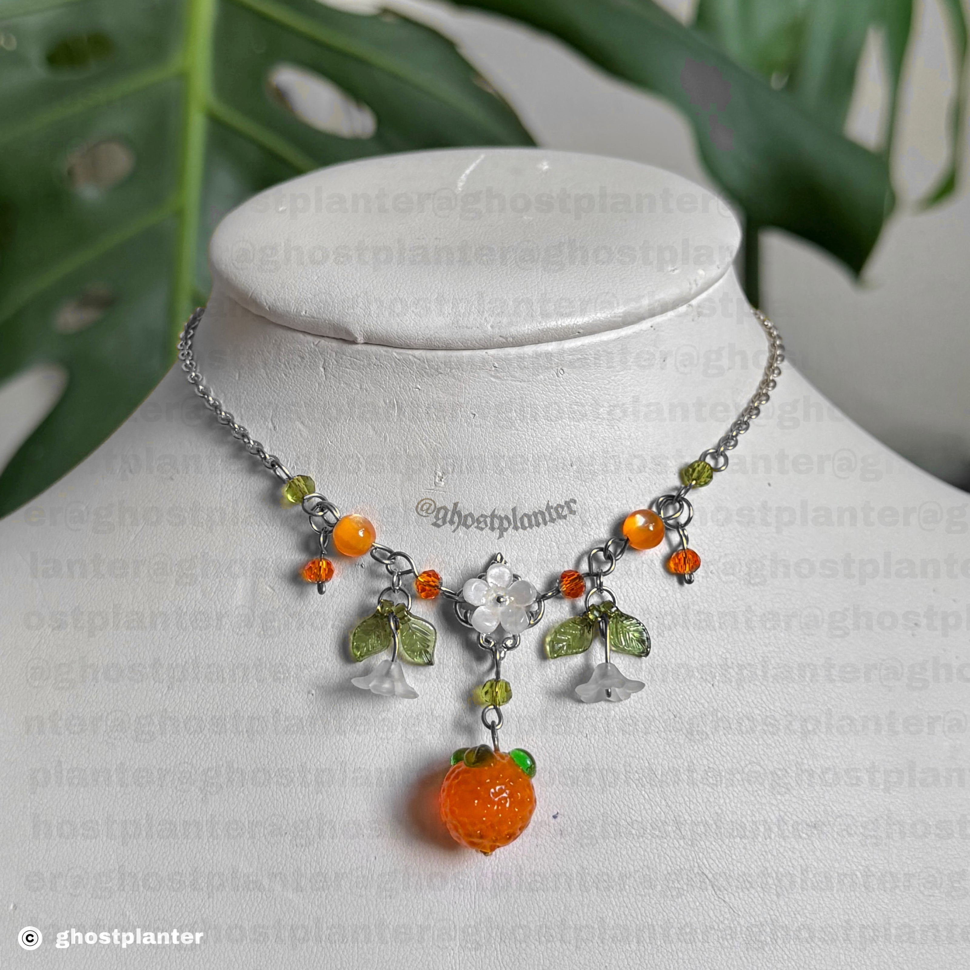 Silver or Golden Stainless Steel Orange Blossom Necklace