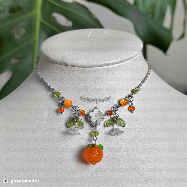 Silver or Golden Stainless Steel Orange Blossom Necklace